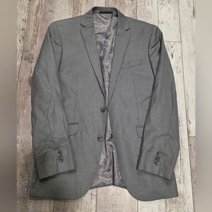 38R Men's Kenneth Cole Patterned Blazer Light Gray Flex 2 Button Sport Coat